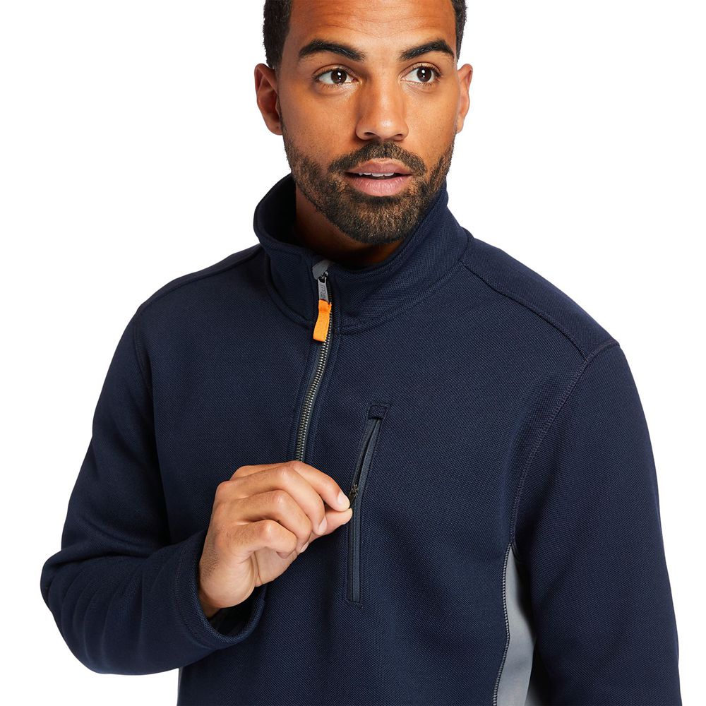 Moletom Masculino - Timberland Pro® Studwall Quarter-Zip Textured Fleece - CNRZB6382 - Azul Marinho